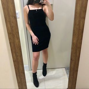 Black Velvet Velour Spaghetti Tank Dress